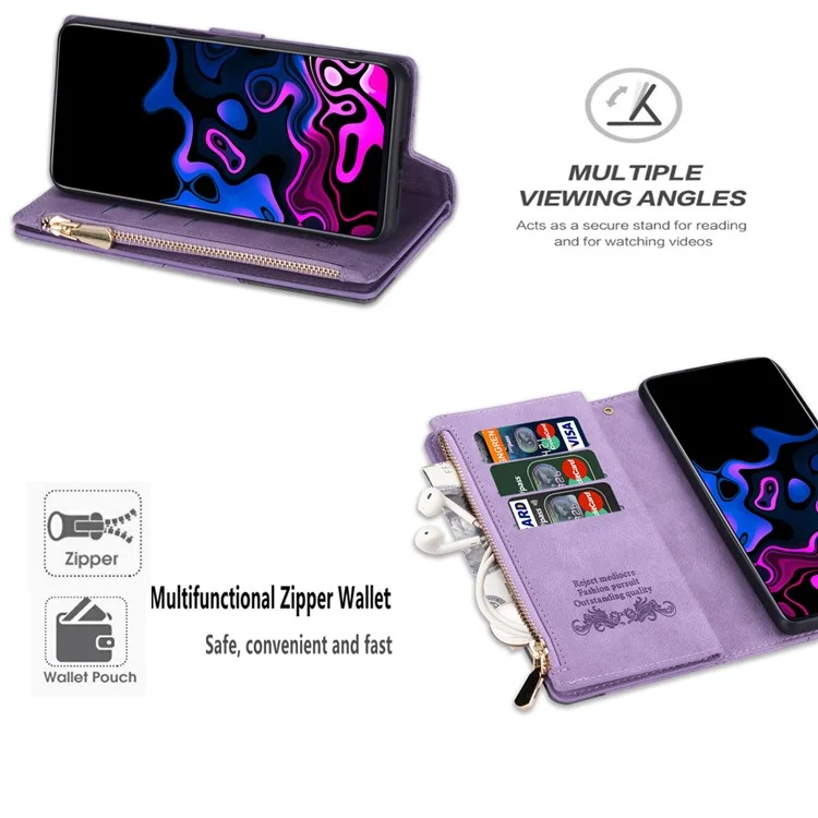 For Samsung Galaxy S25 Edge Wallet Case Color Splicing Leather Phone Cover with Stand - Purple