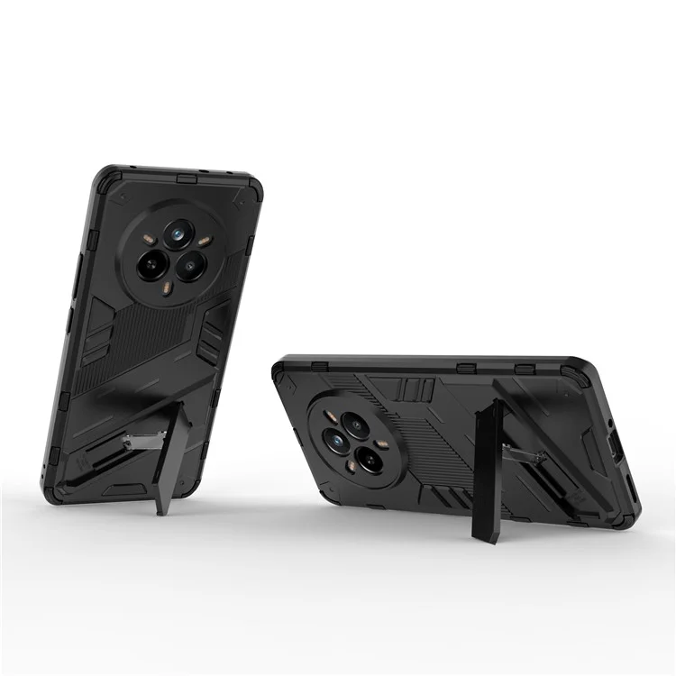 For Realme 14 Pro 5G Case PC + TPU Shockproof Phone Cover with Kickstand - Black
