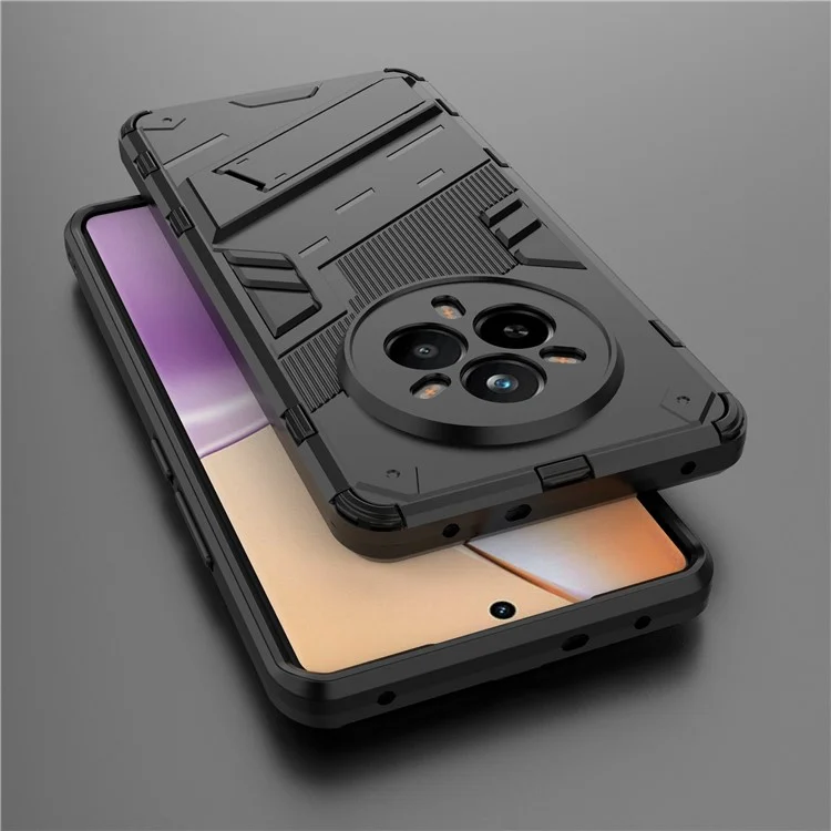 For Realme 14 Pro 5G Case PC + TPU Shockproof Phone Cover with Kickstand - Black