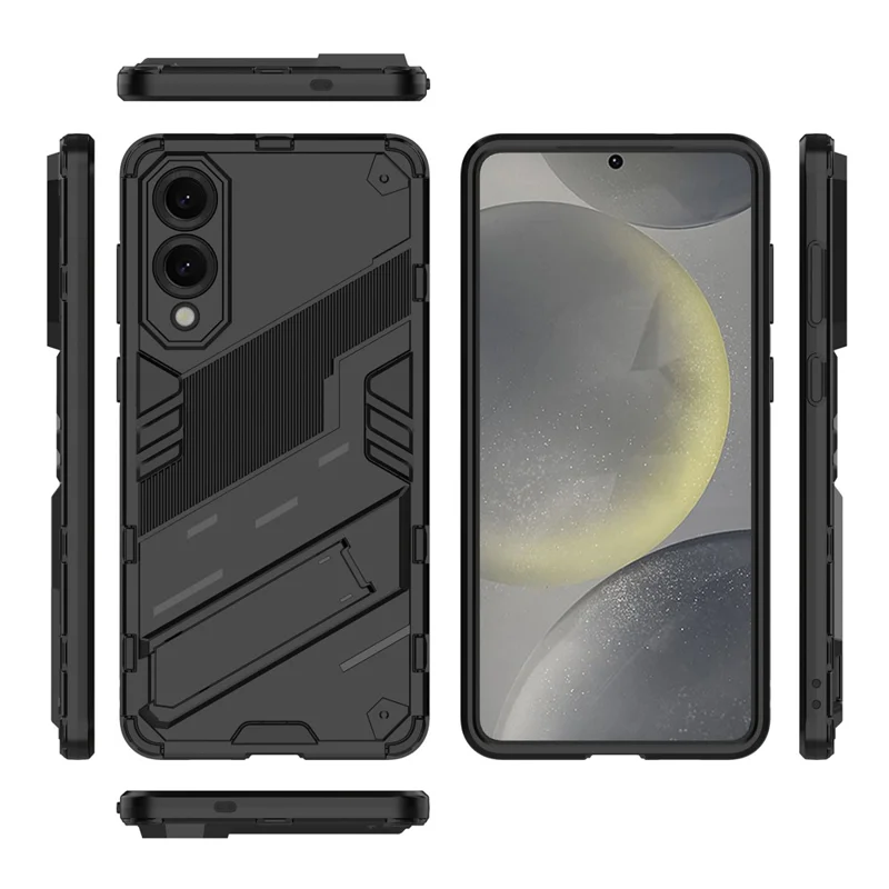 For Samsung Galaxy S25 Edge Case PC + TPU Shockproof Phone Cover with Kickstand - Black