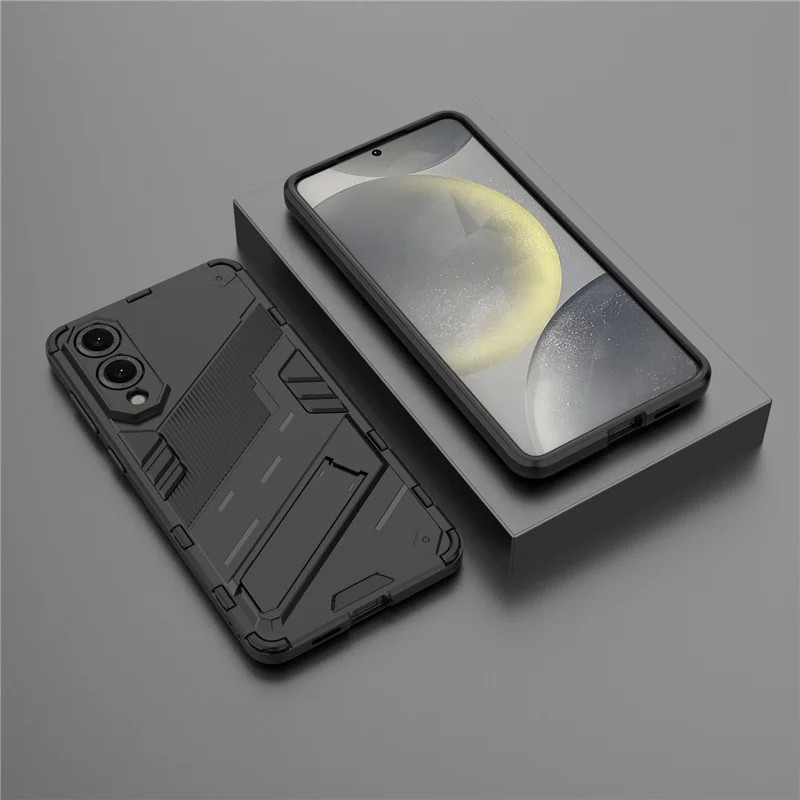 For Samsung Galaxy S25 Edge Case PC + TPU Shockproof Phone Cover with Kickstand - Black