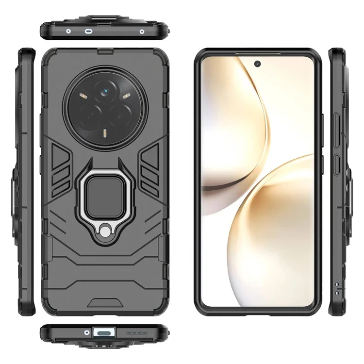 For Realme 14 Pro 5G Case PC + TPU Protective Phone Cover with Ring Kickstand - Black