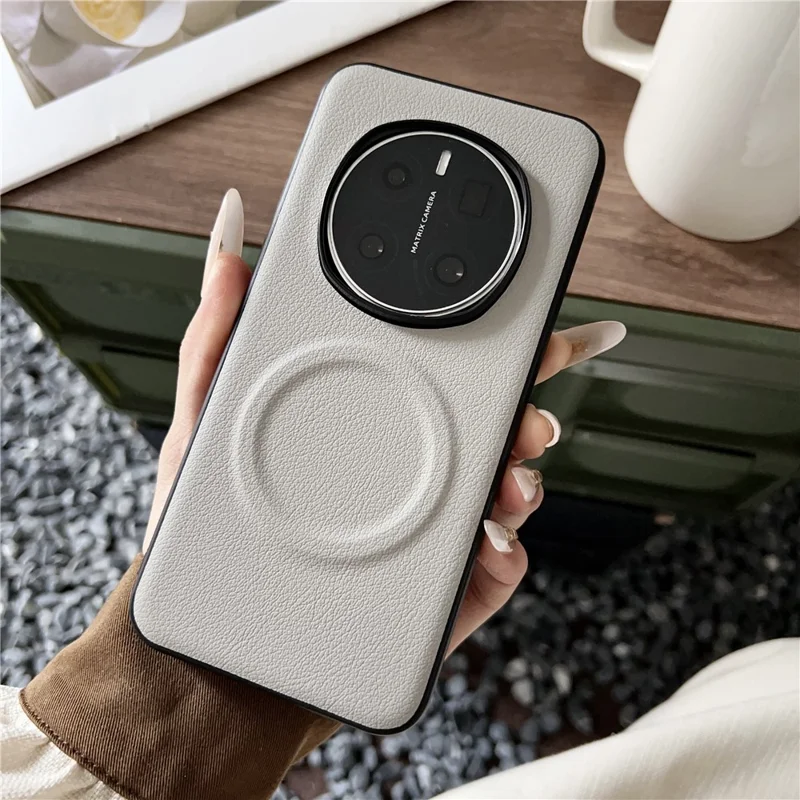 For Honor Magic7 Pro 5G Magnetic Case PU + TPU Phone Back Cover - White