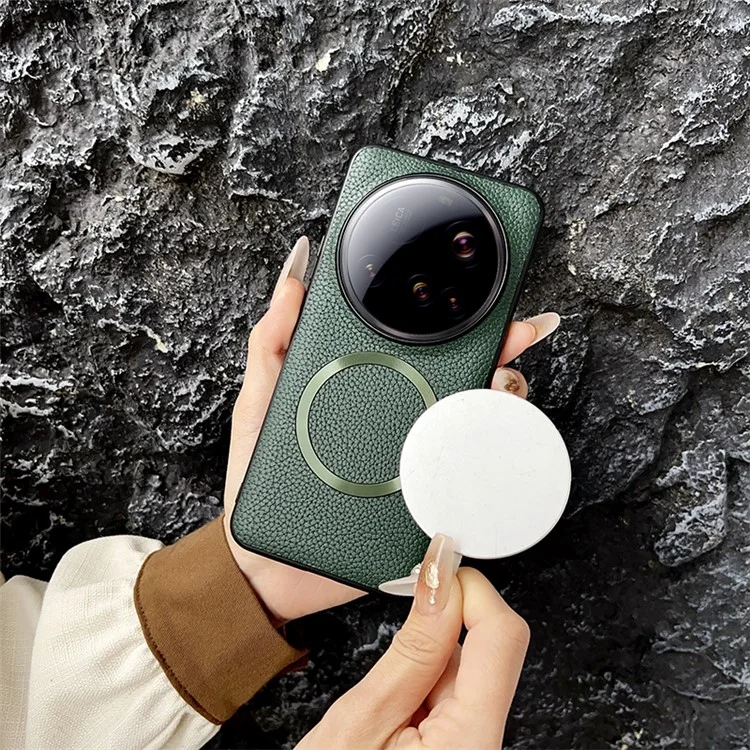 Cover per Xiaomi 15 Ultra Compatibile con MagSafe in Pelle PU + TPU Posteriore Telefono - Verde