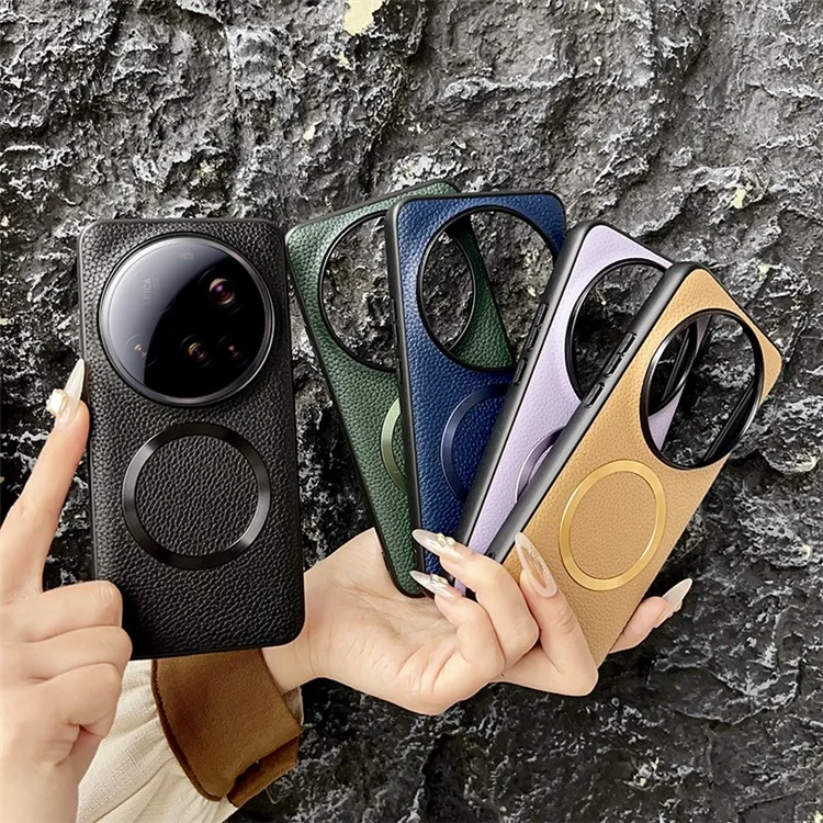 Cover per Xiaomi 15 Ultra Compatibile con MagSafe in Pelle PU + TPU Posteriore Telefono - Verde