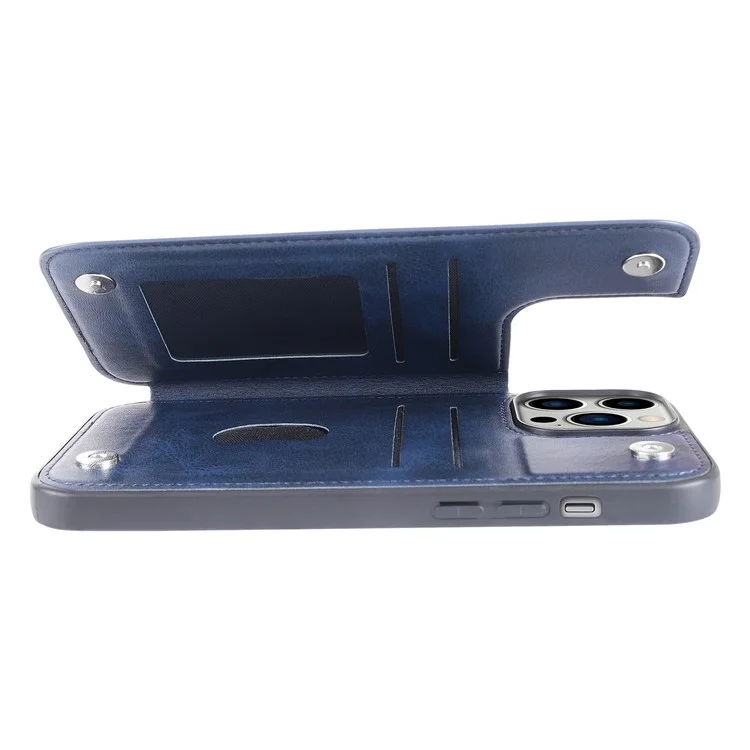 Hanman Mika Série de Cartes Case de Cartes Pour Iphone 14 Pro, Couverture Téléphonique TPU TPU en Cuir en Cuir en Cuir PU - Bleu