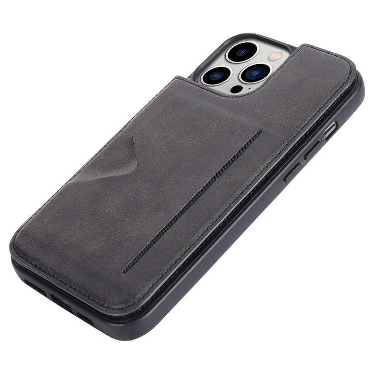Étui de protection HANMAN Mika Series pour iPhone 14 Pro, en cuir synthétique et TPU antichoc - Noir