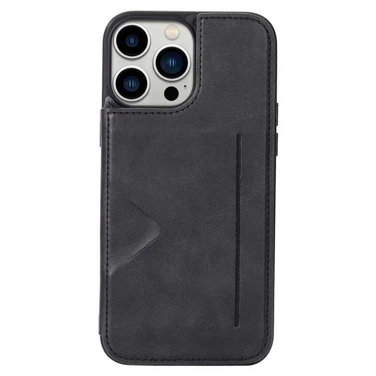 Étui de protection HANMAN Mika Series pour iPhone 14 Pro, en cuir synthétique et TPU antichoc - Noir