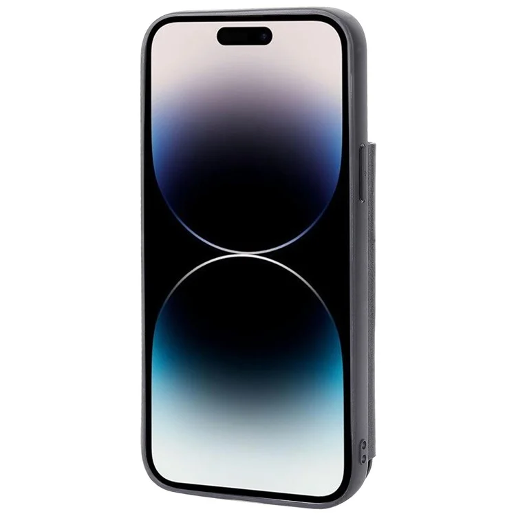 Étui de protection HANMAN Mika Series pour iPhone 14 Pro, en cuir synthétique et TPU antichoc - Noir