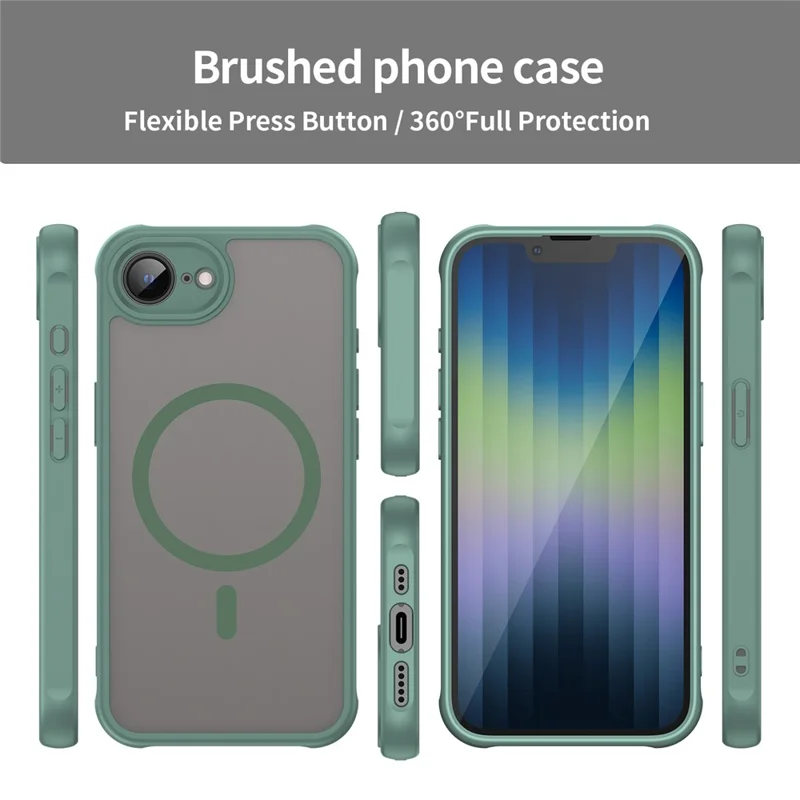 For iPhone 17e / 16e Case Magnetic Anti Drop PC + TPU Phone Cover Compatible with Magsafe - Green