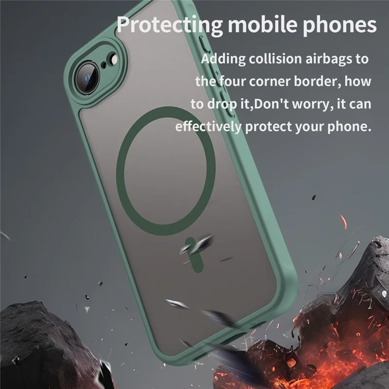For iPhone 17e / 16e Case Magnetic Anti Drop PC + TPU Phone Cover Compatible with Magsafe - Green
