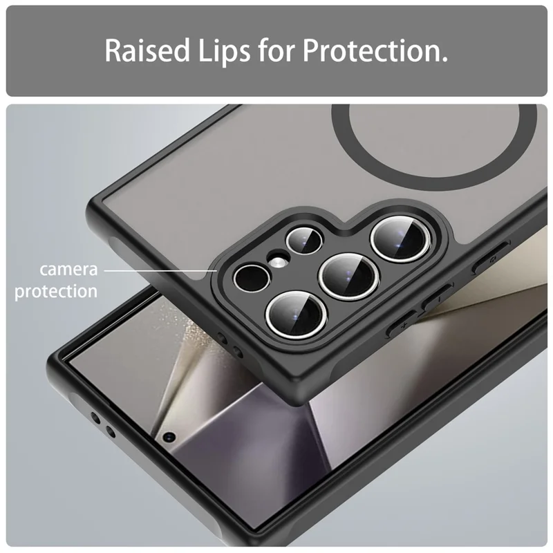 For Samsung Galaxy S25 Ultra Case Compatible with MagSafe Anti Drop PC + TPU Phone Cover - Black