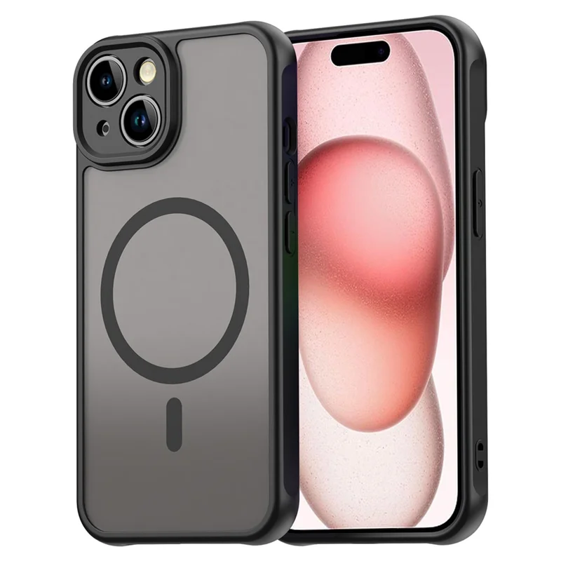 Für iPhone 15 Hülle kompatibel mit MagSafe Stoßfest PC + TPU Handyhülle - Schwarz