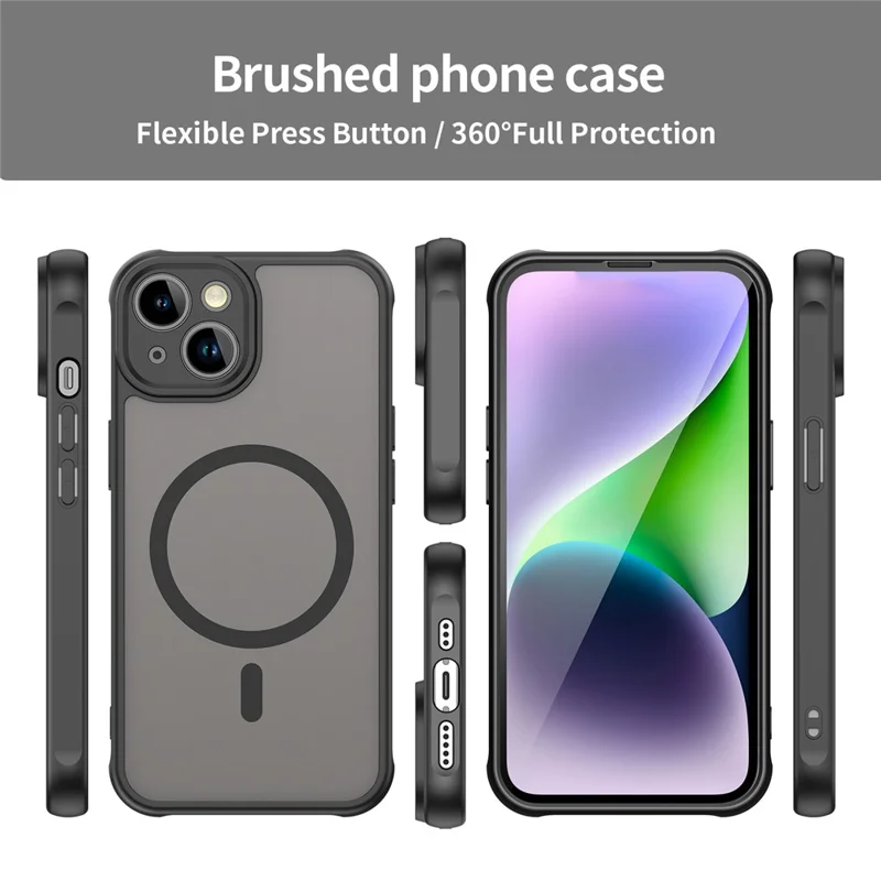 Für iPhone 15 Hülle kompatibel mit MagSafe Stoßfest PC + TPU Handyhülle - Schwarz