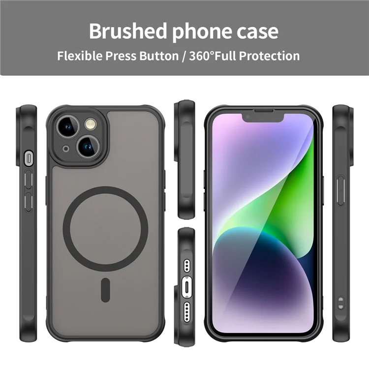 For iPhone 14 Case Compatible with MagSafe Anti Drop PC + TPU Phone Cover - Black