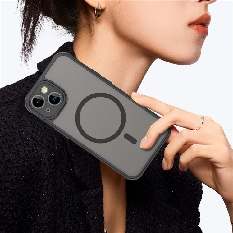 For iPhone 14 Case Compatible with MagSafe Anti Drop PC + TPU Phone Cover - Black