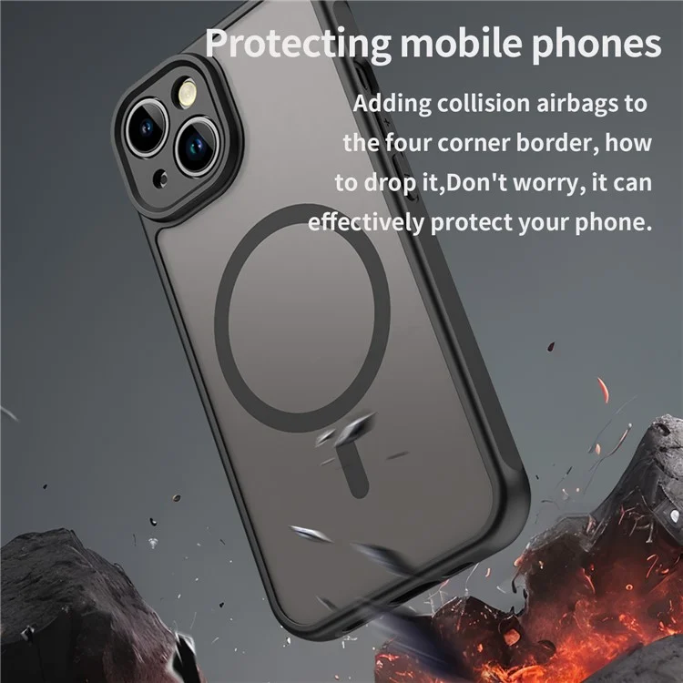 For iPhone 14 Case Compatible with MagSafe Anti Drop PC + TPU Phone Cover - Black