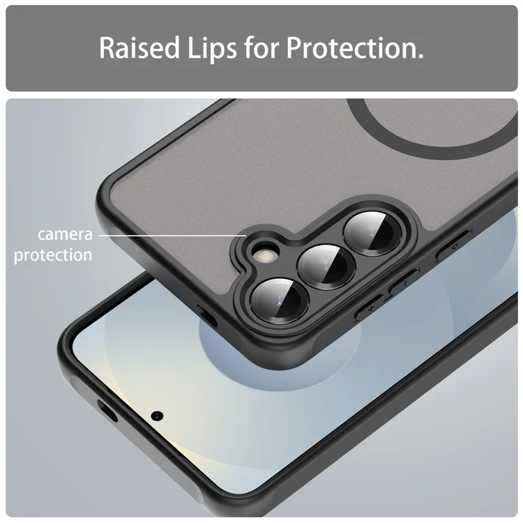 For Samsung Galaxy S25+ Case Compatible with MagSafe Anti Drop PC + TPU Phone Cover - Black
