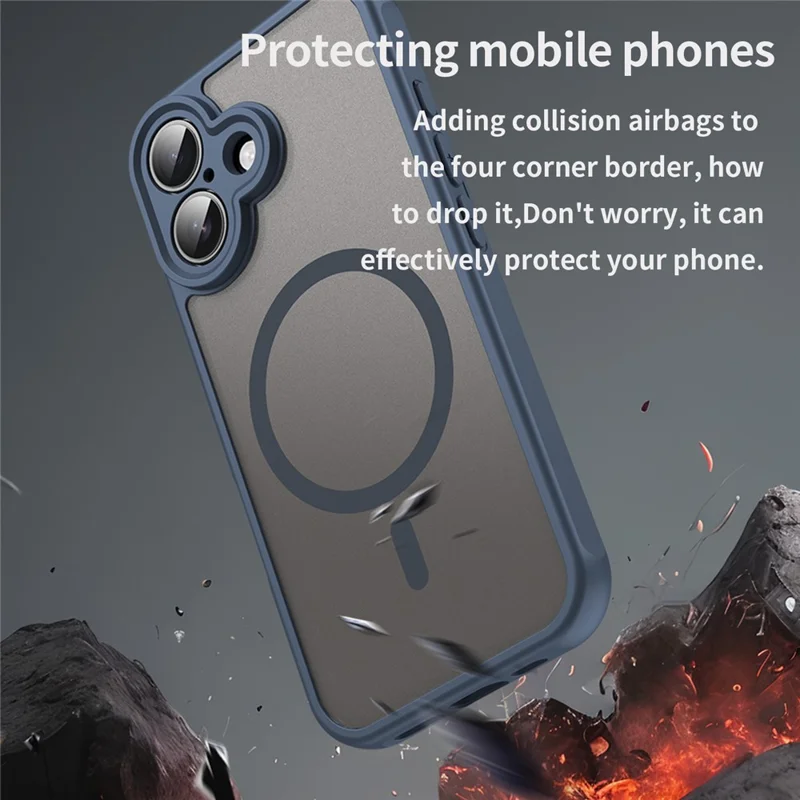 Für iPhone 16 Hülle kompatibel mit MagSafe Stoßfest PC + TPU Handyhülle - Blau