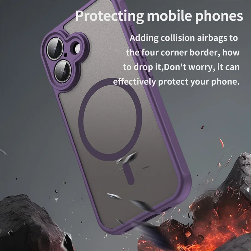 For iPhone 16 Plus Case Compatible with MagSafe Anti Drop PC + TPU Phone Cover - Purple