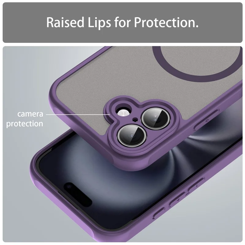 For iPhone 16 Plus Case Compatible with MagSafe Anti Drop PC + TPU Phone Cover - Purple