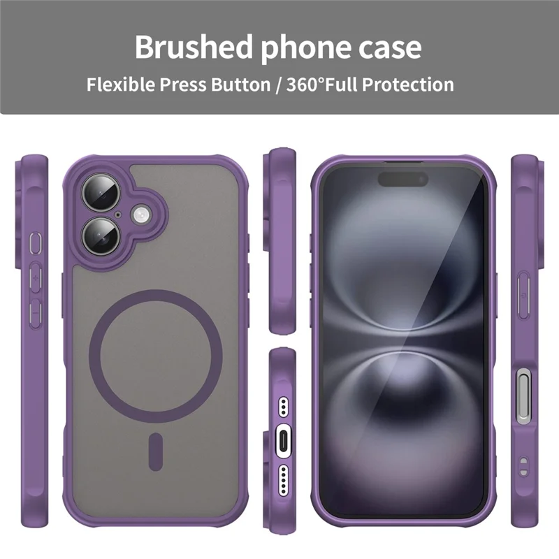 For iPhone 16 Plus Case Compatible with MagSafe Anti Drop PC + TPU Phone Cover - Purple