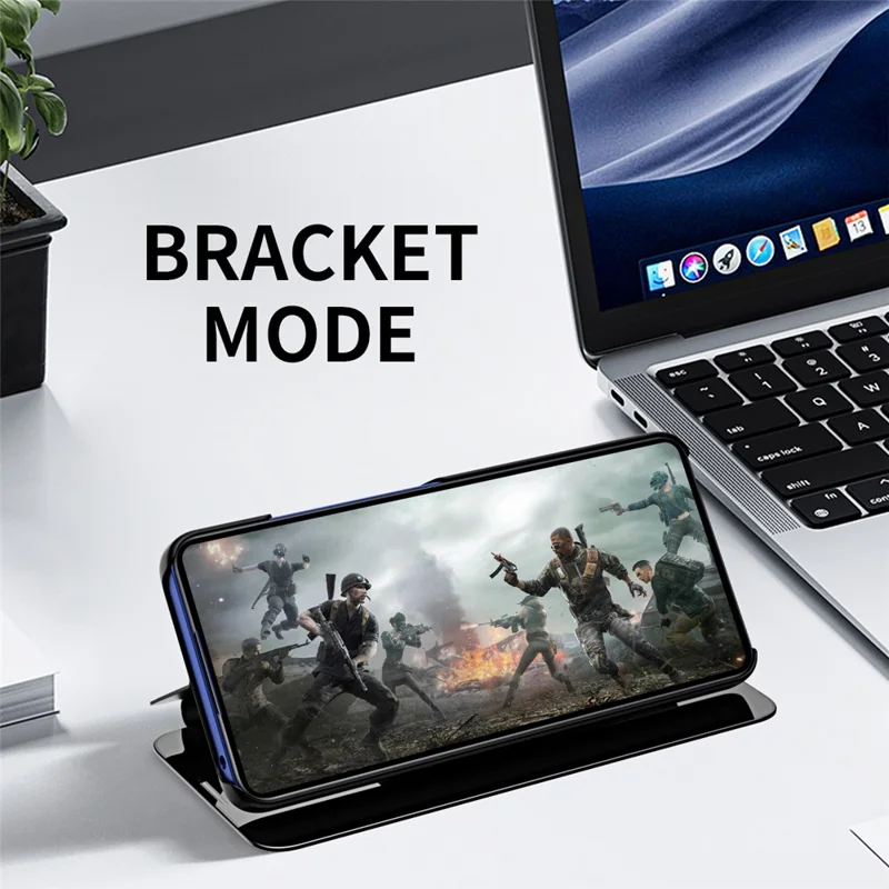 For iPhone 16e Case View Window Stand Leather Flip Phone Cover - Sky Blue