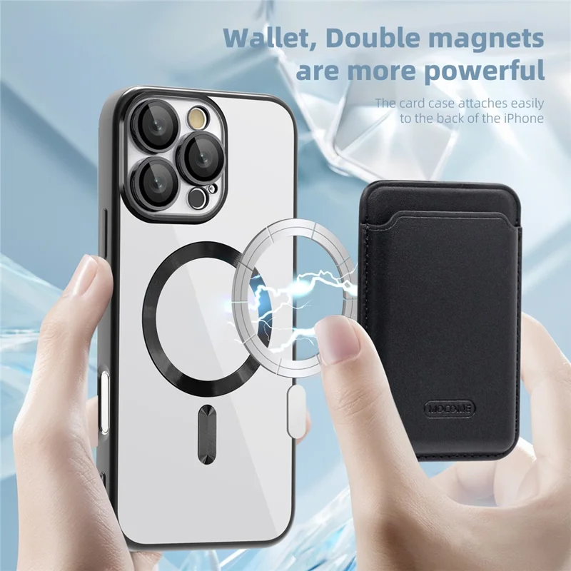 Für iPhone 16 Pro Hülle kompatibel mit MagSafe TPU + PC Handy-Cover mit Kartenfach - Schwarz