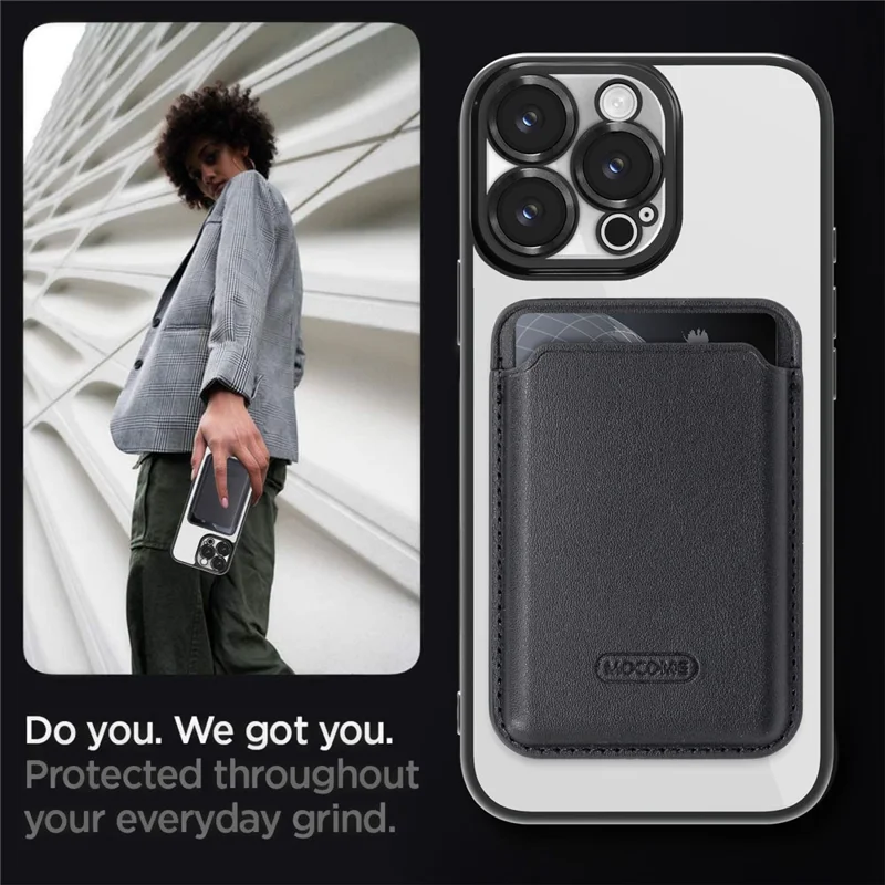 Für iPhone 16 Pro Hülle kompatibel mit MagSafe TPU + PC Handy-Cover mit Kartenfach - Schwarz