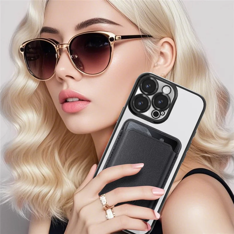 Für iPhone 16 Pro Hülle kompatibel mit MagSafe TPU + PC Handy-Cover mit Kartenfach - Schwarz