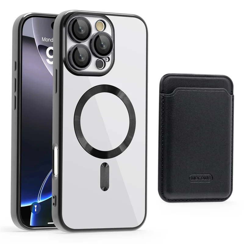 Til iPhone 16 Pro Max Case Kompatibel med MagSafe TPU + PC Mobilcover med Kortlomme - Sort