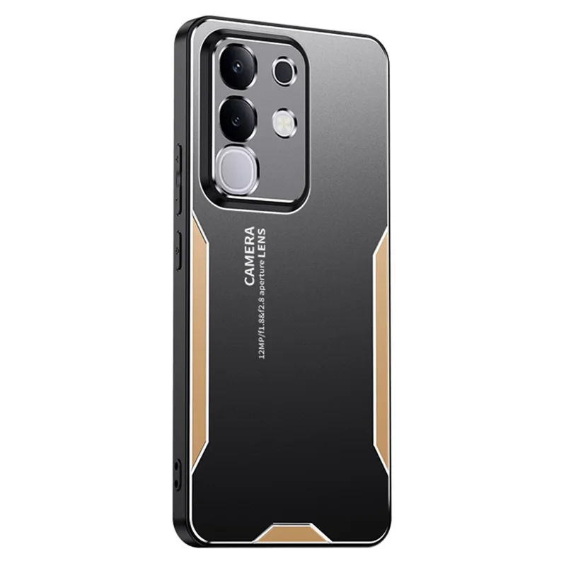 For vivo Y29 4G Phone Case Aluminium Alloy TPU PC Back Cover - Gold
