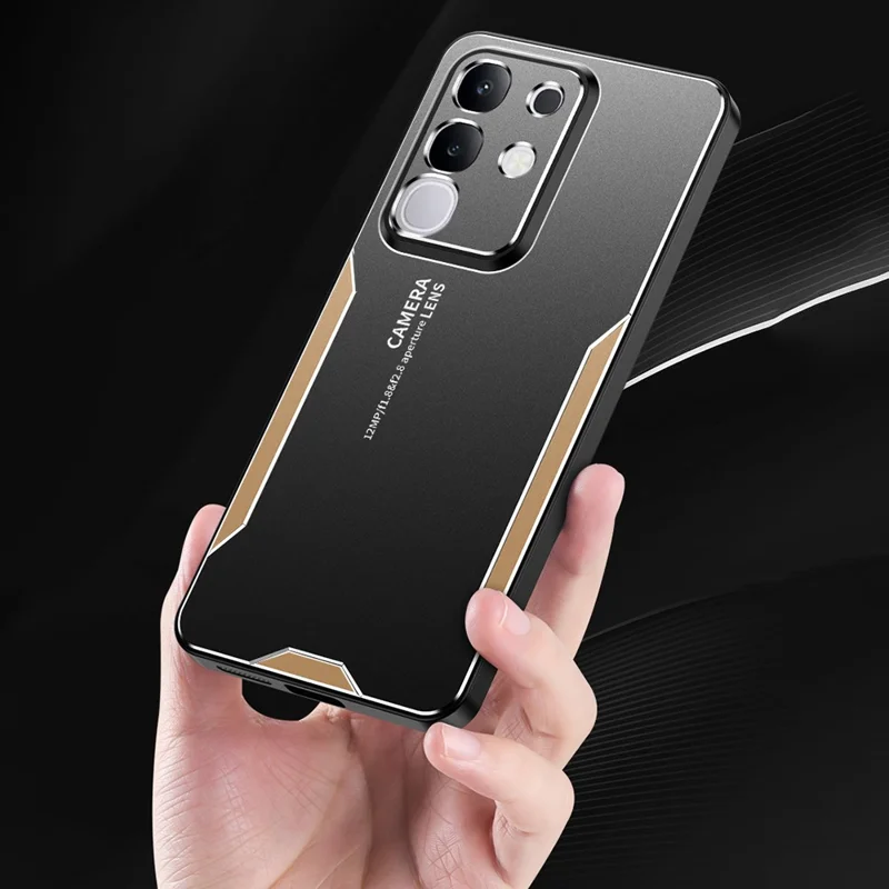 For vivo Y29 4G Phone Case Aluminium Alloy TPU PC Back Cover - Gold
