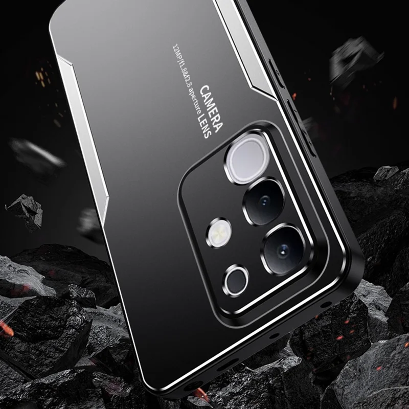 For vivo Y29 4G Phone Case Aluminium Alloy TPU PC Back Cover - Silver