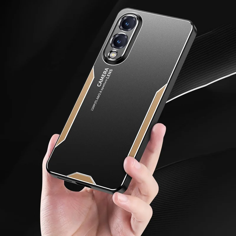 For Samsung Galaxy S25 Edge Telefonbeskyttelse i Aluminiumslegering TPU PC Bagside - Guld