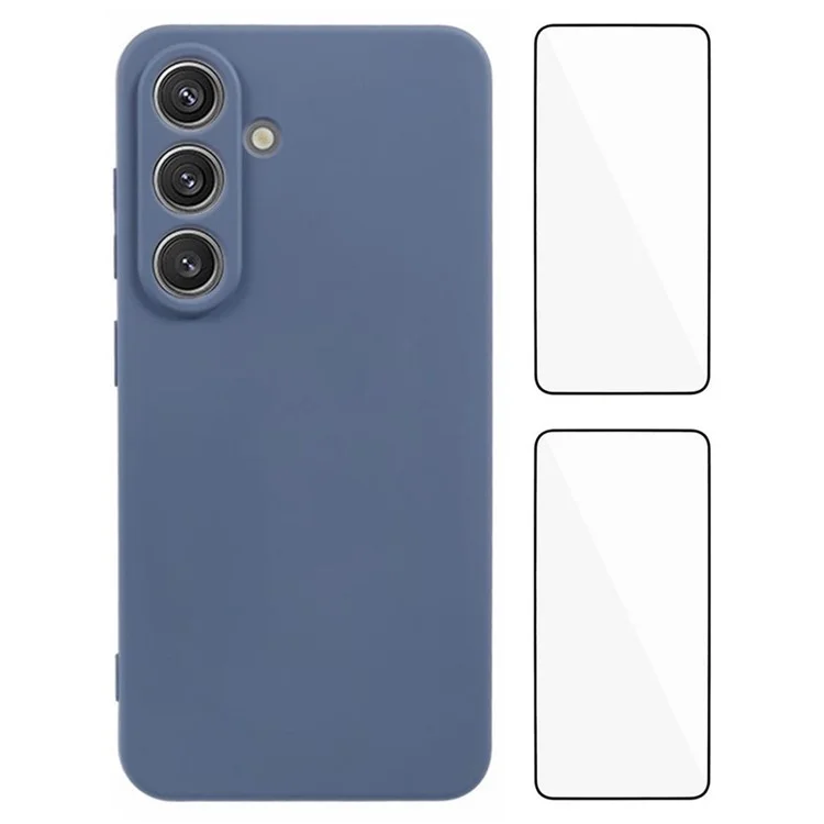 WANLONFENG RB3 Serie Handyhülle für Samsung Galaxy S25+ mit 2 Displayschutzfolien, präziser Linsenöffnung, weichem TPU Rückcover - Lavendelgrau
