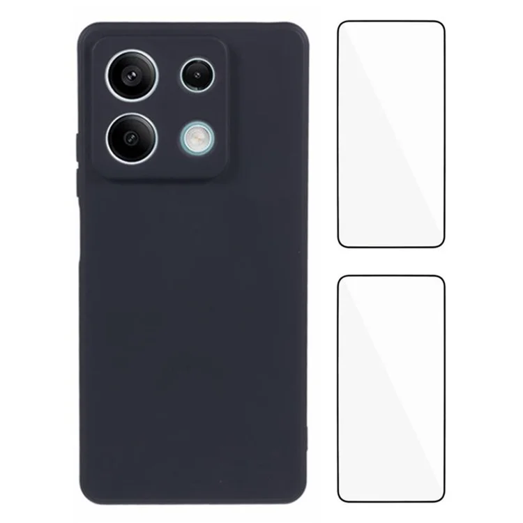 WANLONFENG RB3 Series For Xiaomi Redmi Note 13 Pro 5G / Poco X6 5G Case with 2Pcs Screen Film Soft TPU Phone Back Cover - Black