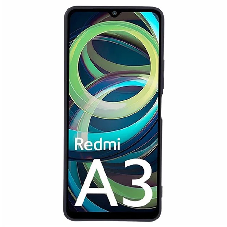 WANLONFENG RB3 Series For Xiaomi Redmi A3 4G / Poco C61 4G Case with 2Pcs Screen Film Soft TPU Phone Back Cover - Black