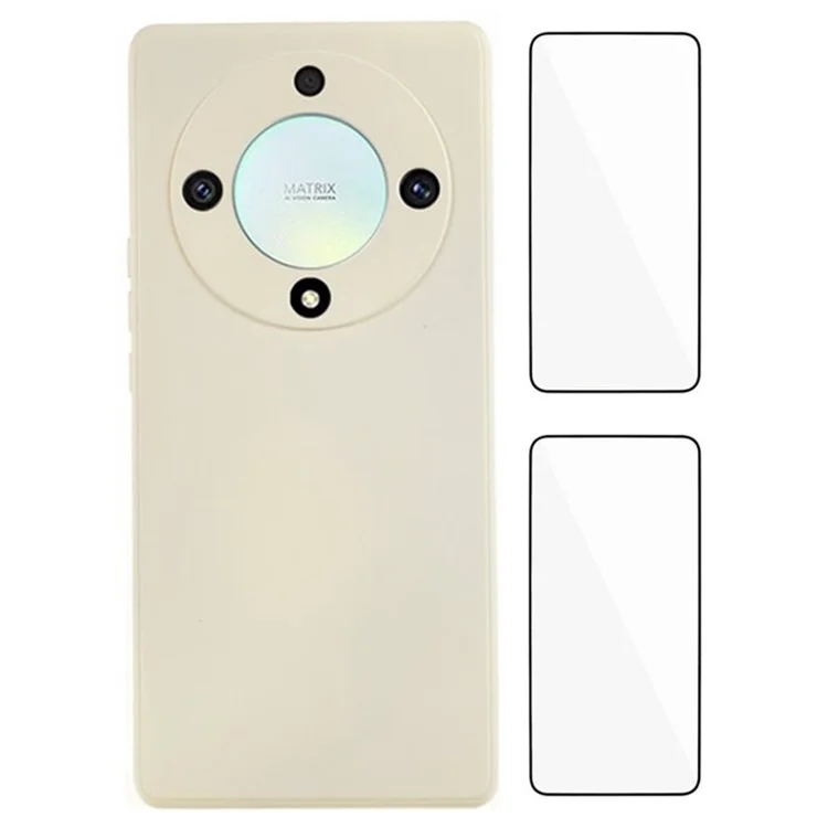 Funda WANLONFENG RB3 Serie para Honor X9b 5G / Magic6 Lite 5G con 2 Láminas Protectoras de Pantalla, Orificio Preciso para Lente, Carcasa Trasera de Teléfono de TPU Suave - Blanco