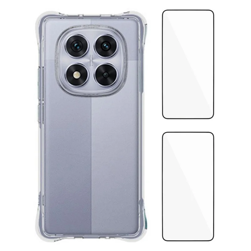 WANLONFENG WL2 Series for Xiaomi Redmi Note 14 Pro 5G Case 2.0mm TPU Phone Cover with 2Pcs Tempered Glass Films