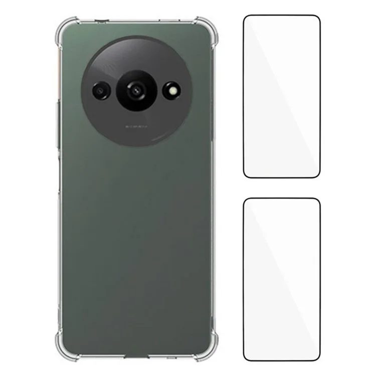 WANLONFENG WL2 Series for Xiaomi Redmi A3 4G Case 2.0mm TPU Phone Cover with 2Pcs Tempered Glass Films