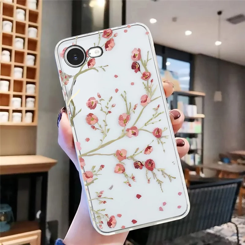 For iPhone 16e Case Soft TPU Phone Back Cover Pattern Printing - Flower