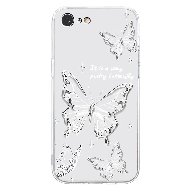 للهاتف iPhone 16e غطاء خلفي ناعم من مادة TPU مزينة بنمط - فراشة