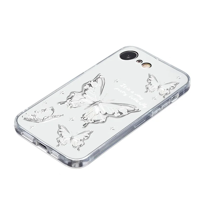 للهاتف iPhone 16e غطاء خلفي ناعم من مادة TPU مزينة بنمط - فراشة