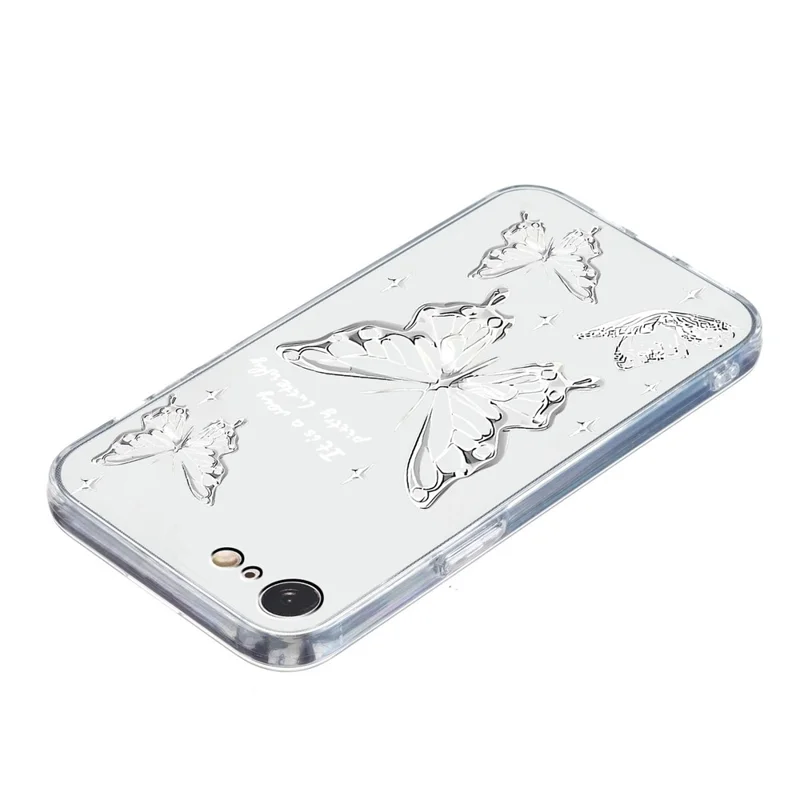 للهاتف iPhone 16e غطاء خلفي ناعم من مادة TPU مزينة بنمط - فراشة