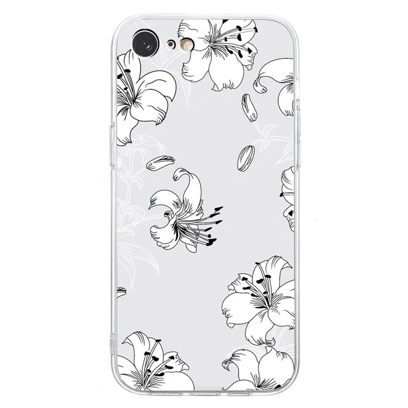 For iPhone 16e Case Soft TPU Phone Back Cover Pattern Printing - White Flower