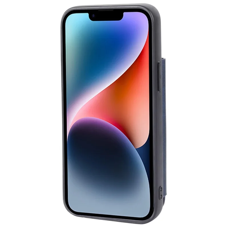 HANMAN Mika Series Für iPhone 14 Magnetischer Verschluss Kartenfächer Hülle PU Leder beschichtetes TPU Anti-Drop Handyhülle - Blau