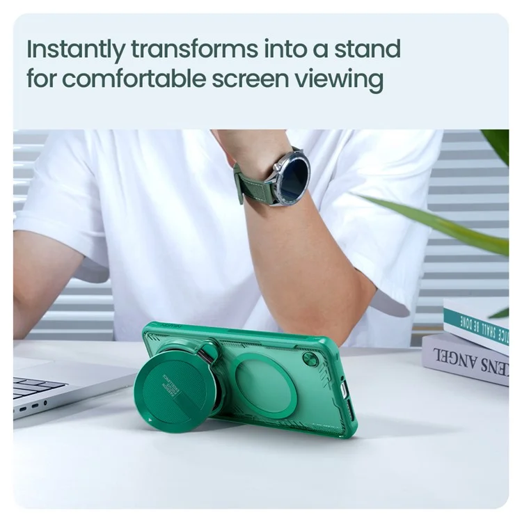 NILLKIN Iceblade Prop For Xiaomi 15 Ultra Case Compatible with MagSafe Lens Cover Kickstand PC + TPU Phone Cover - Green