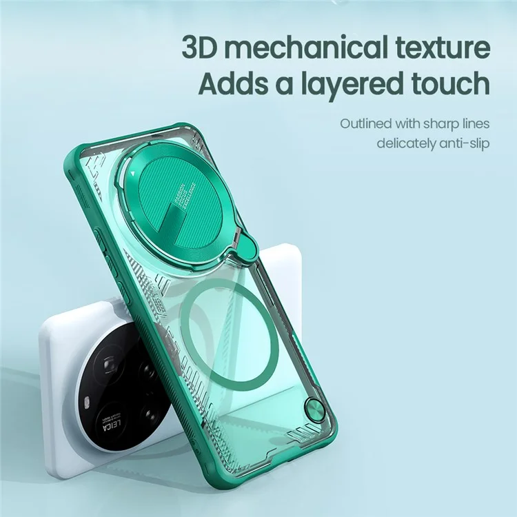 NILLKIN Iceblade Prop For Xiaomi 15 Ultra Case Compatible with MagSafe Lens Cover Kickstand PC + TPU Phone Cover - Green