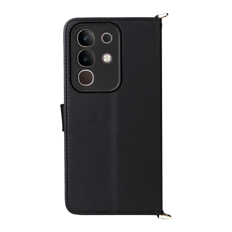 Чехол для vivo Y29 4G / T4x 5G с ремешком через плечо и кошельком из кожи - Черный